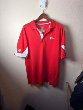 Reebok NFL Kansas City Chiefs PlayDry Red Performance Polo Shirt Mens Large